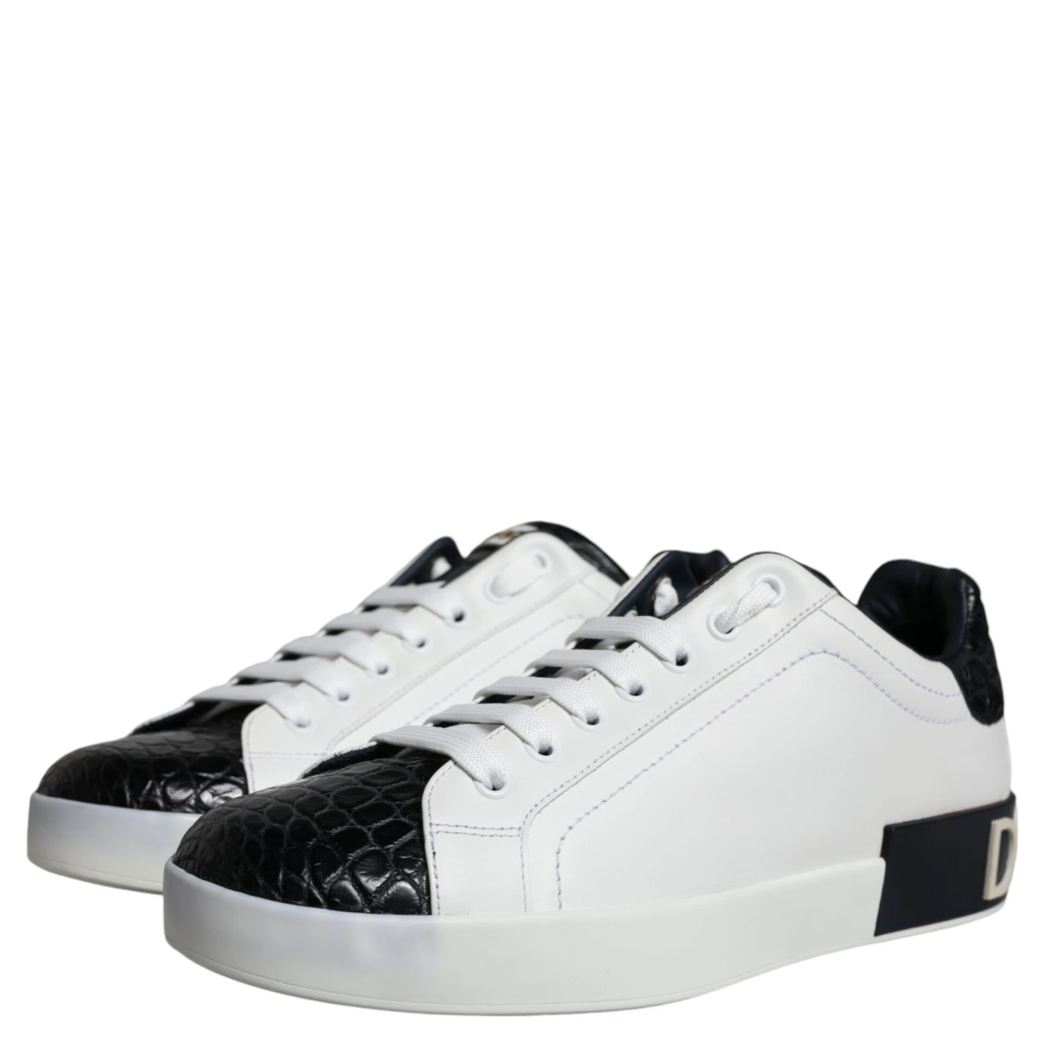 Black Leather Logo Portofino Sneaker Shoes