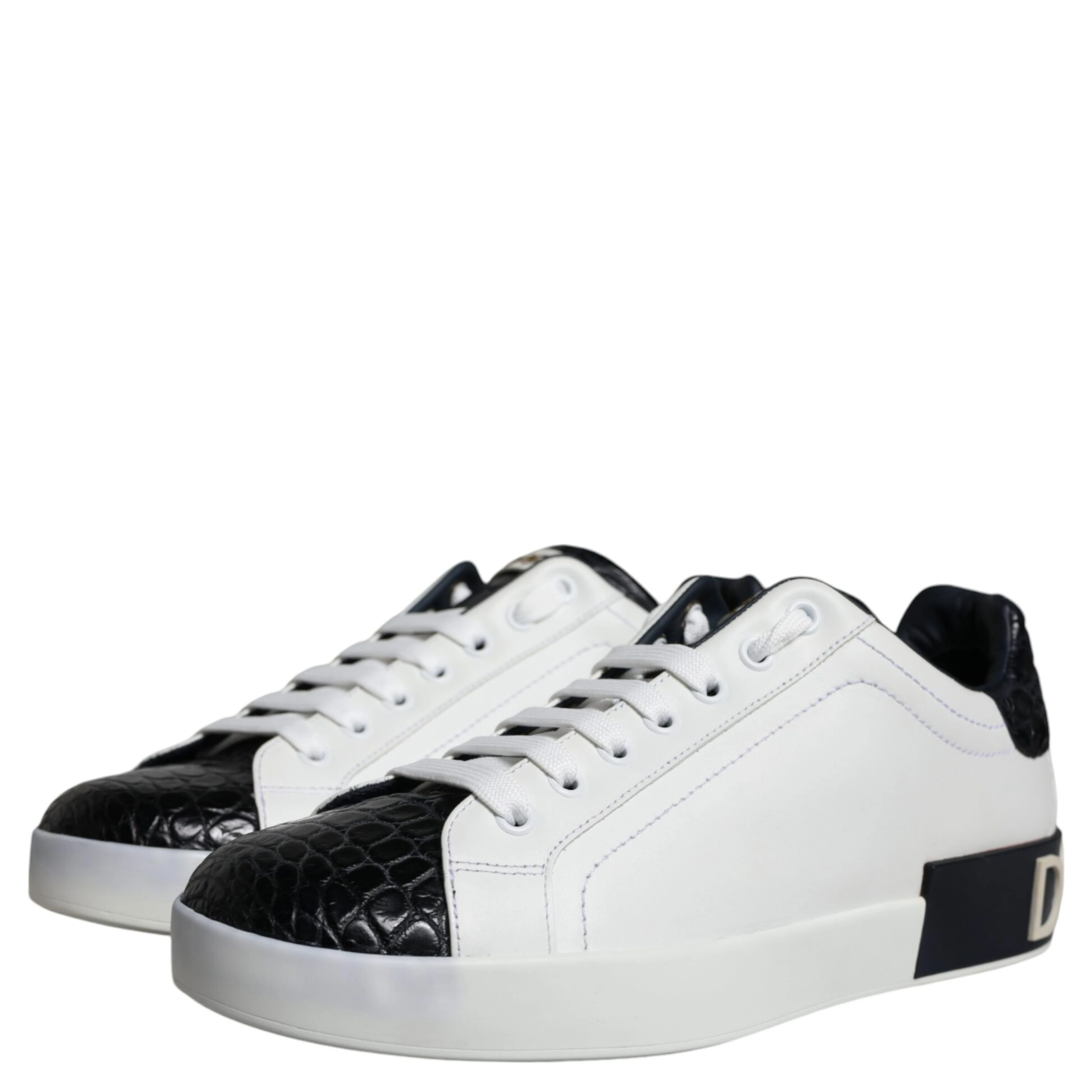 Black Leather Logo Portofino Sneaker Shoes