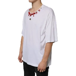 White Cotton Necklace Embellished T-shirt