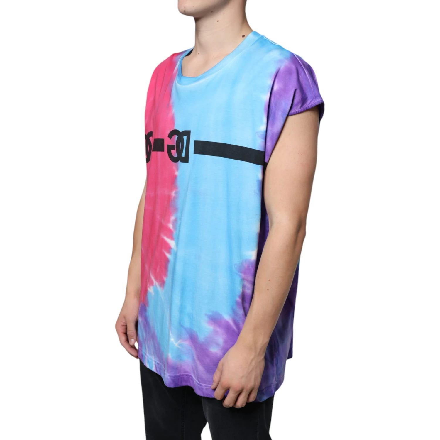 Multicolor Tie Dye Cotton Sleeveless T-shirt