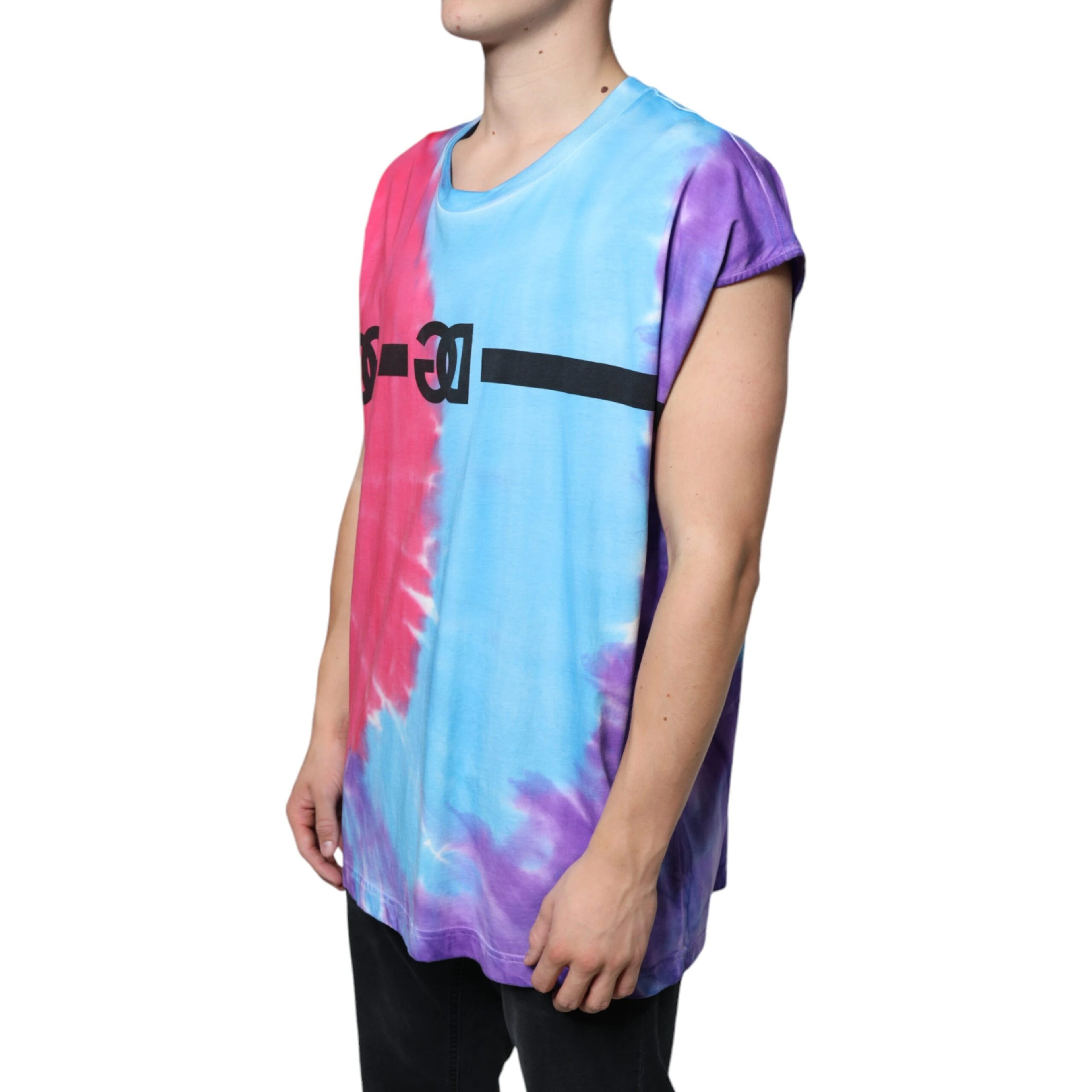 Multicolor Tie Dye Cotton Sleeveless T-shirt