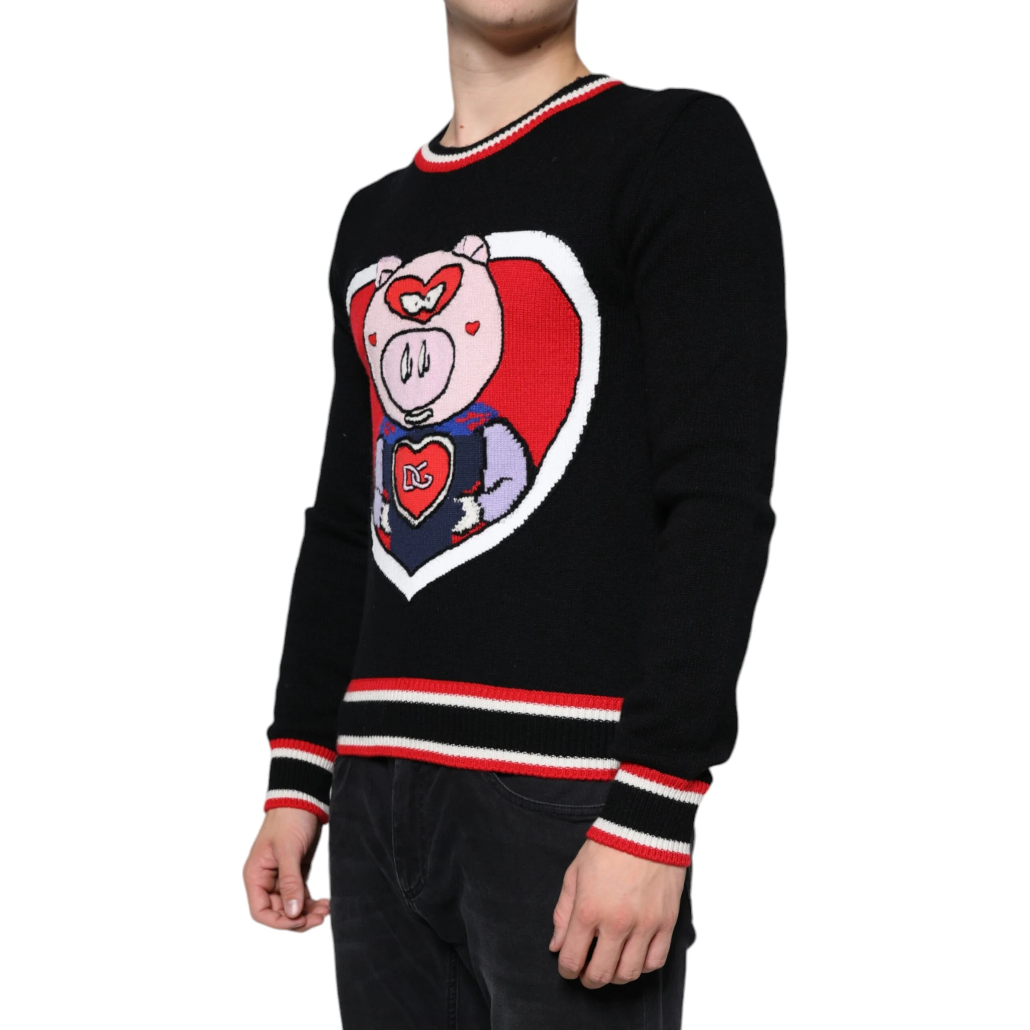 Black Cashmere Pig of the Year Pullover Sweater