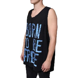 Black Cotton Born To Be Free Sleeveless T-shirt