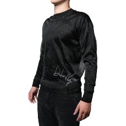 Black Polyester Pullover Sweatshirt Sweater