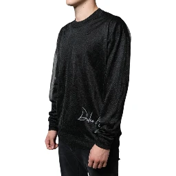 Black Polyester Pullover Sweatshirt Sweater