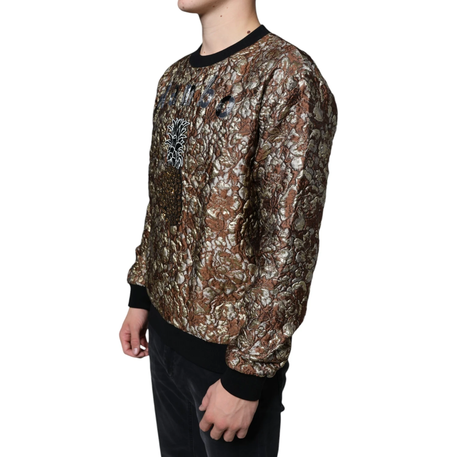 Brown Jacquard Mambo Pineapple Pullover Sweater