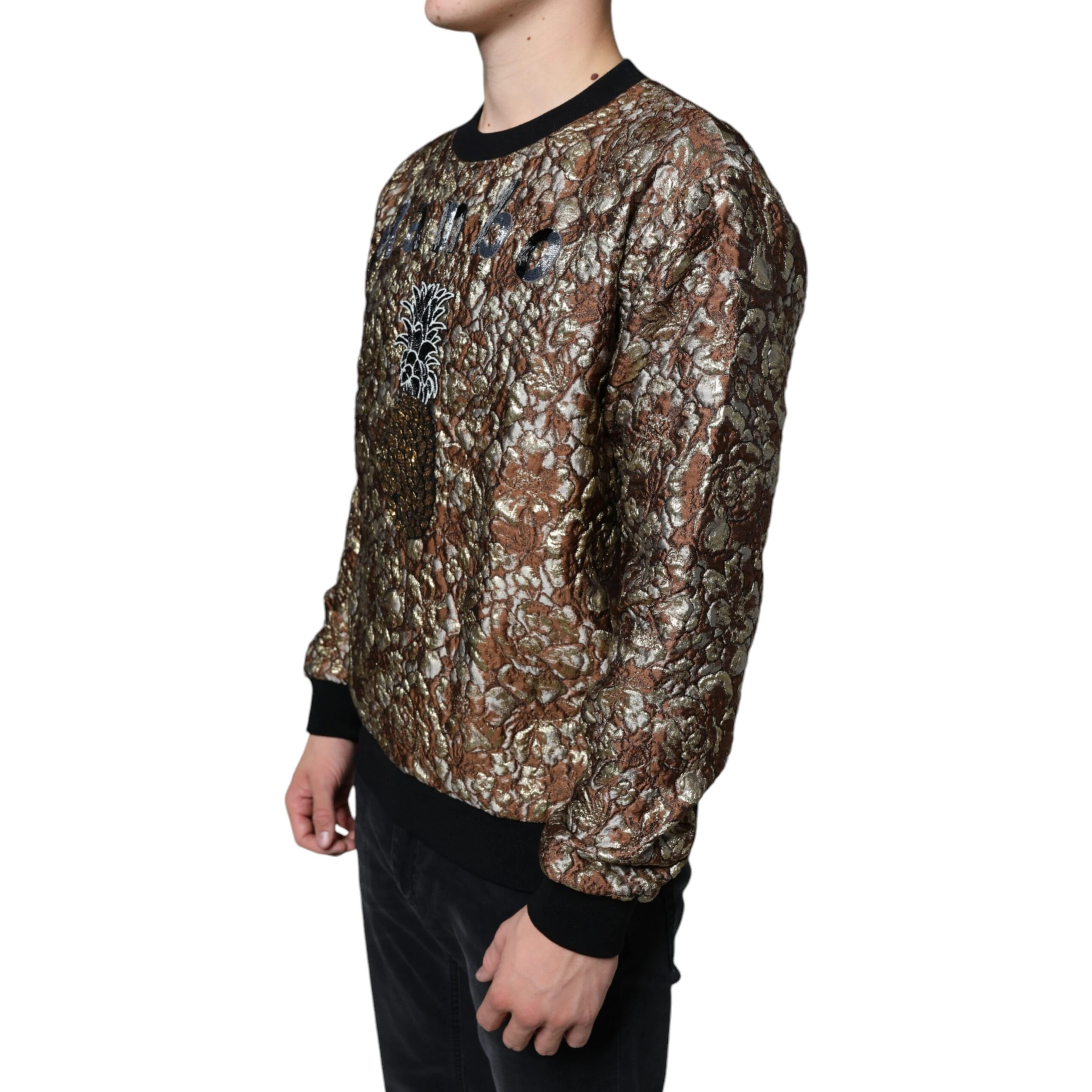 Brown Jacquard Mambo Pineapple Pullover Sweater