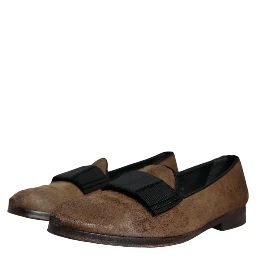 Brown Calf Hair Leather Loafers Formal Dress Shoes