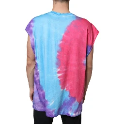 Multicolor Tie Dye Cotton Sleeveless T-shirt