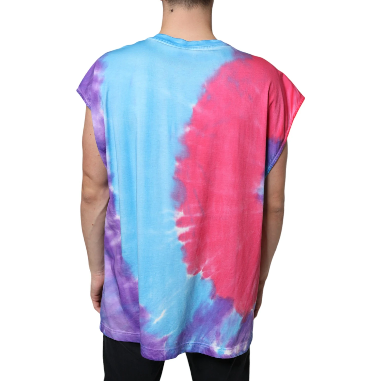 Multicolor Tie Dye Cotton Sleeveless T-shirt