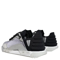 Silver Black Nylon NS1 Low Top Sneakers Shoes