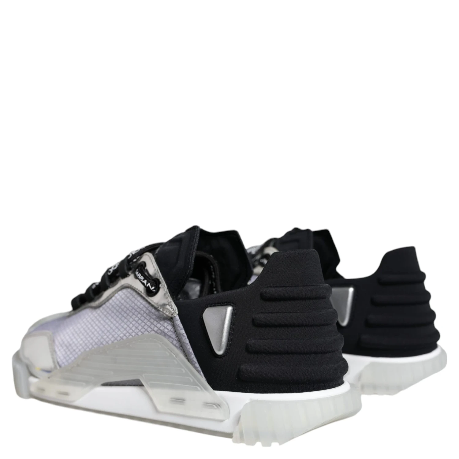 Silver Black Nylon NS1 Low Top Sneakers Shoes