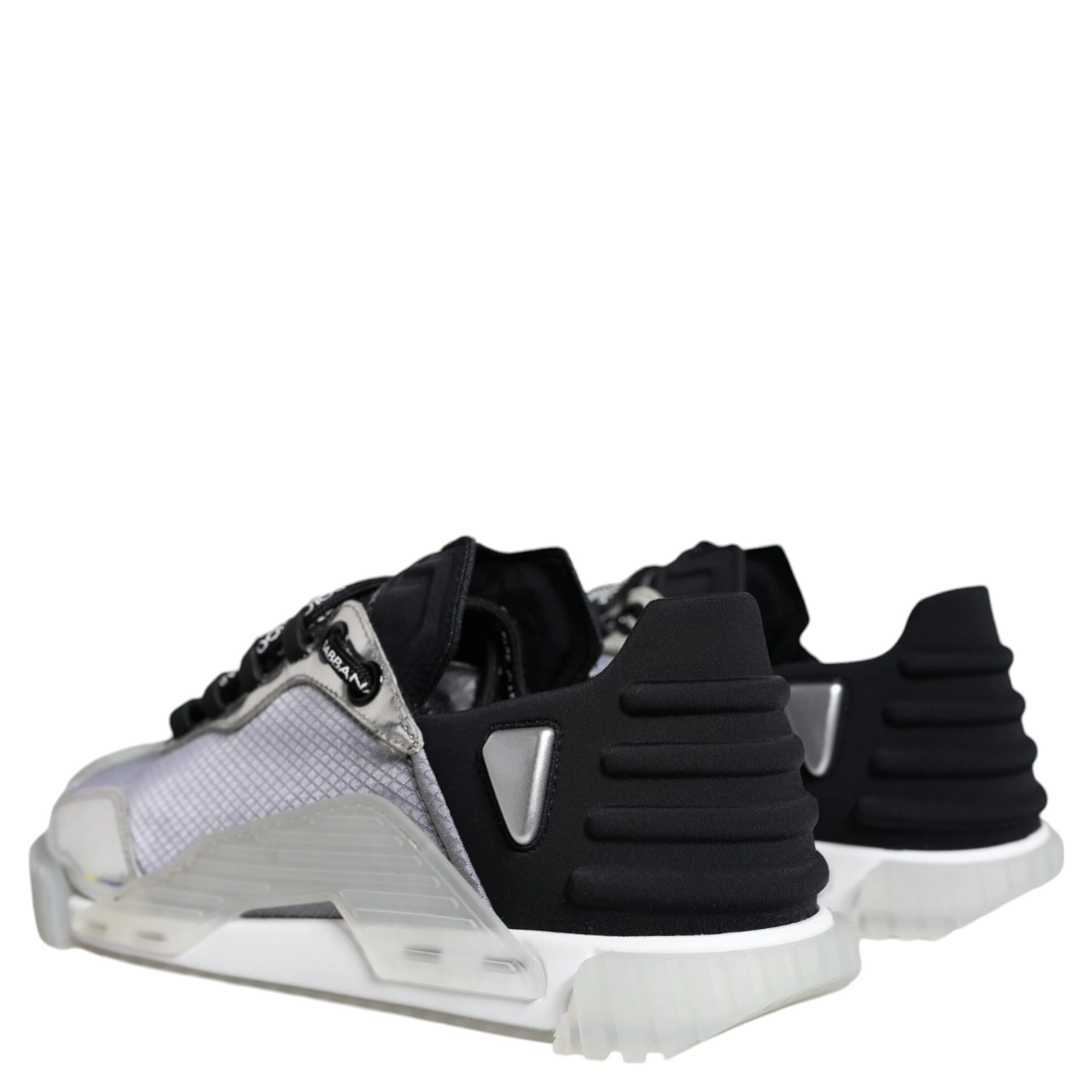 Silver Black Nylon NS1 Low Top Sneakers Shoes