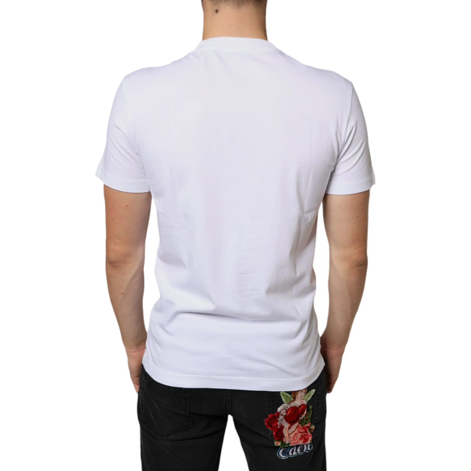 White Cotton DG Applique Casual T-shirt