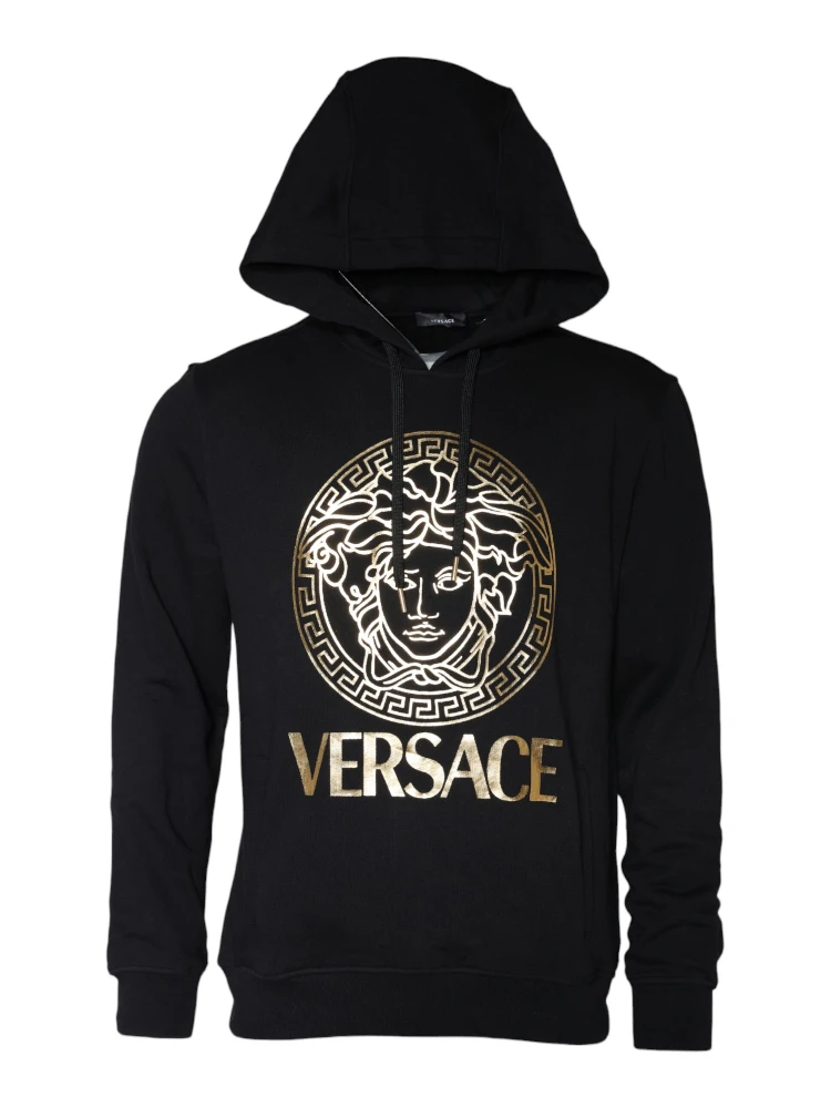 Black Medusa Print Cotton HoodiePullover Sweatshirt Sweater