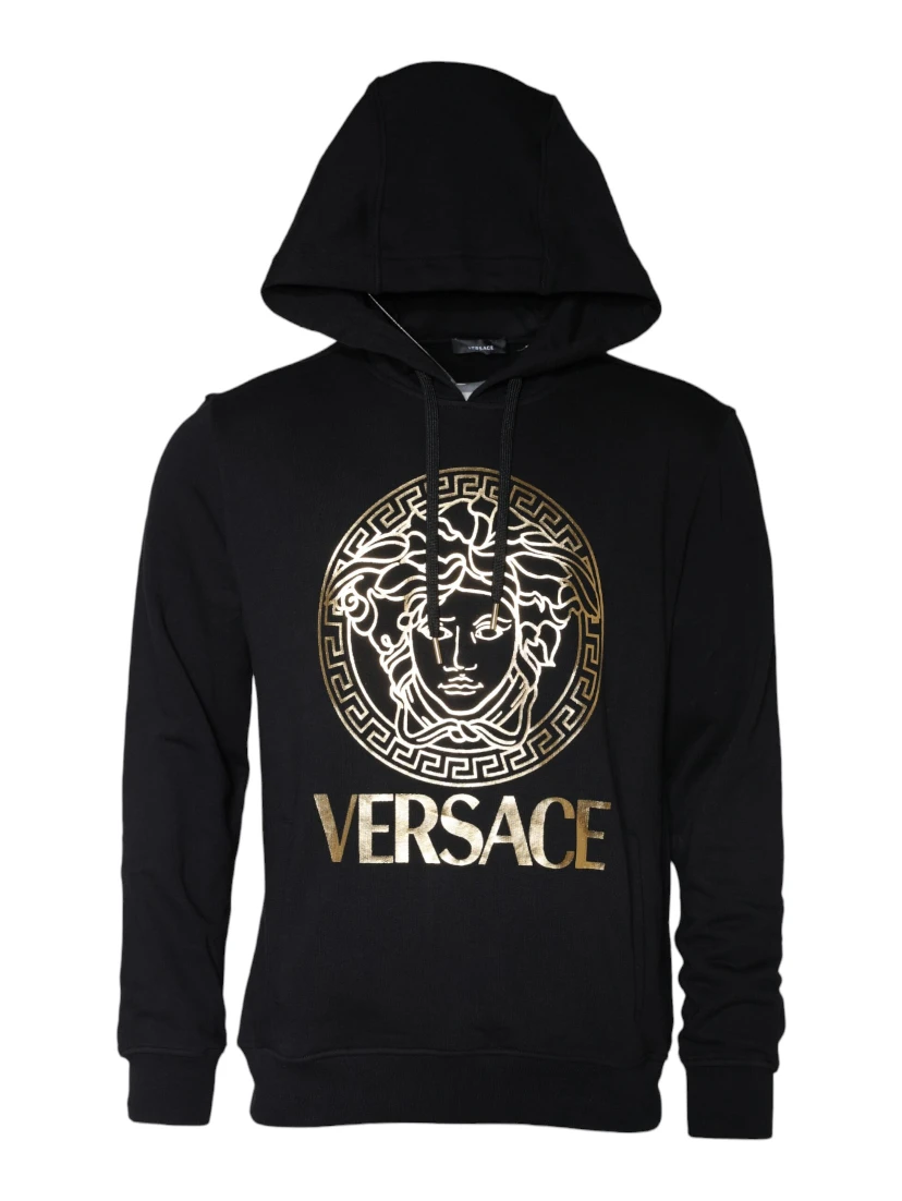Black Medusa Print Cotton HoodiePullover Sweatshirt Sweater