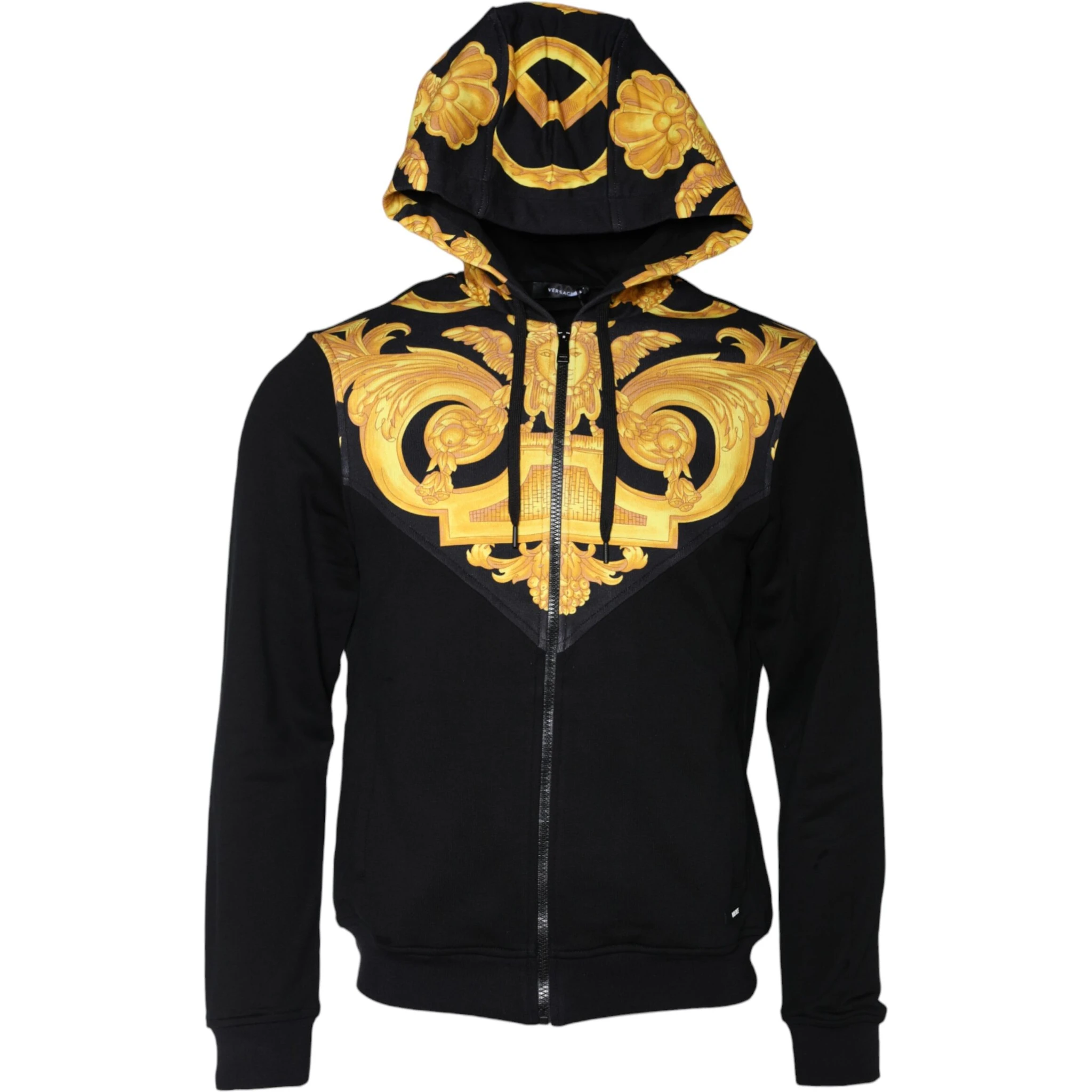 Black Medusa Print Cotton Full Zip HoodieSweatshirt Sweater