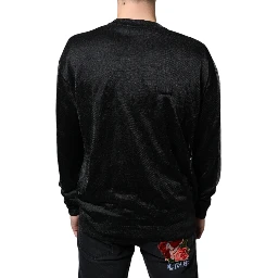 Black Polyester Pullover Sweatshirt Sweater