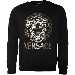 Black Medusa Fleece Cotton Crew Neck Sweatshirt Sweater