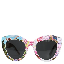 Multicolor Wood Crystal Brass Frame Floral Hand Paint Sunglasses