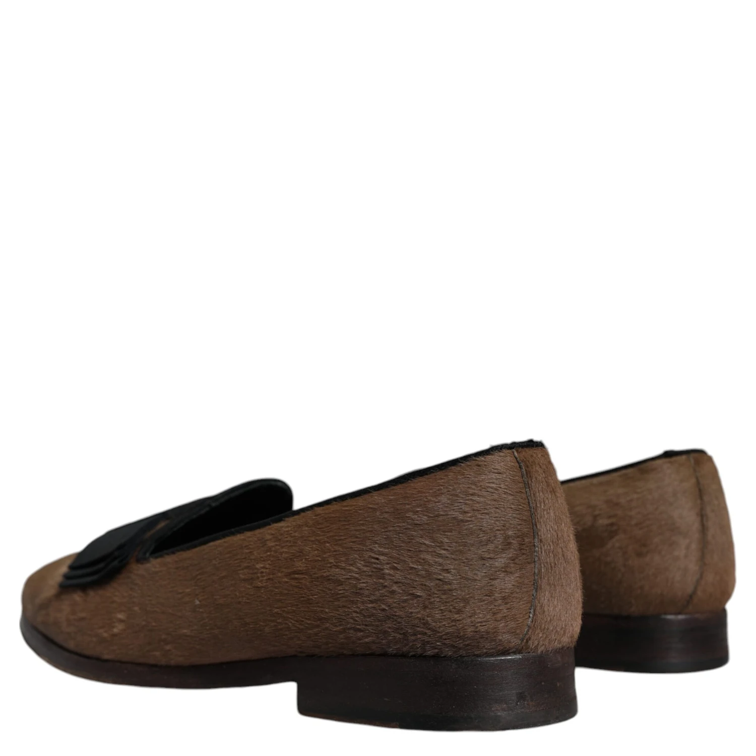 Brown Calf Hair Leather Loafers Formal Dress Shoes
