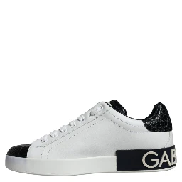 Black Leather Logo Portofino Sneaker Shoes