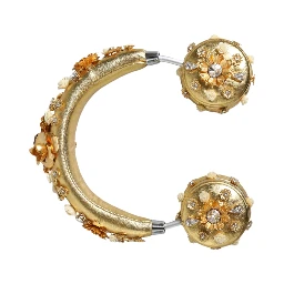 Gold Leather Floral Crystal Angel Headset Headphones