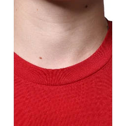 Red Cotton DG Logo Print Crew Neck T-shirt