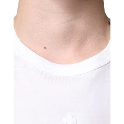 White Logo Embossed Cotton Crewneck T-shirt