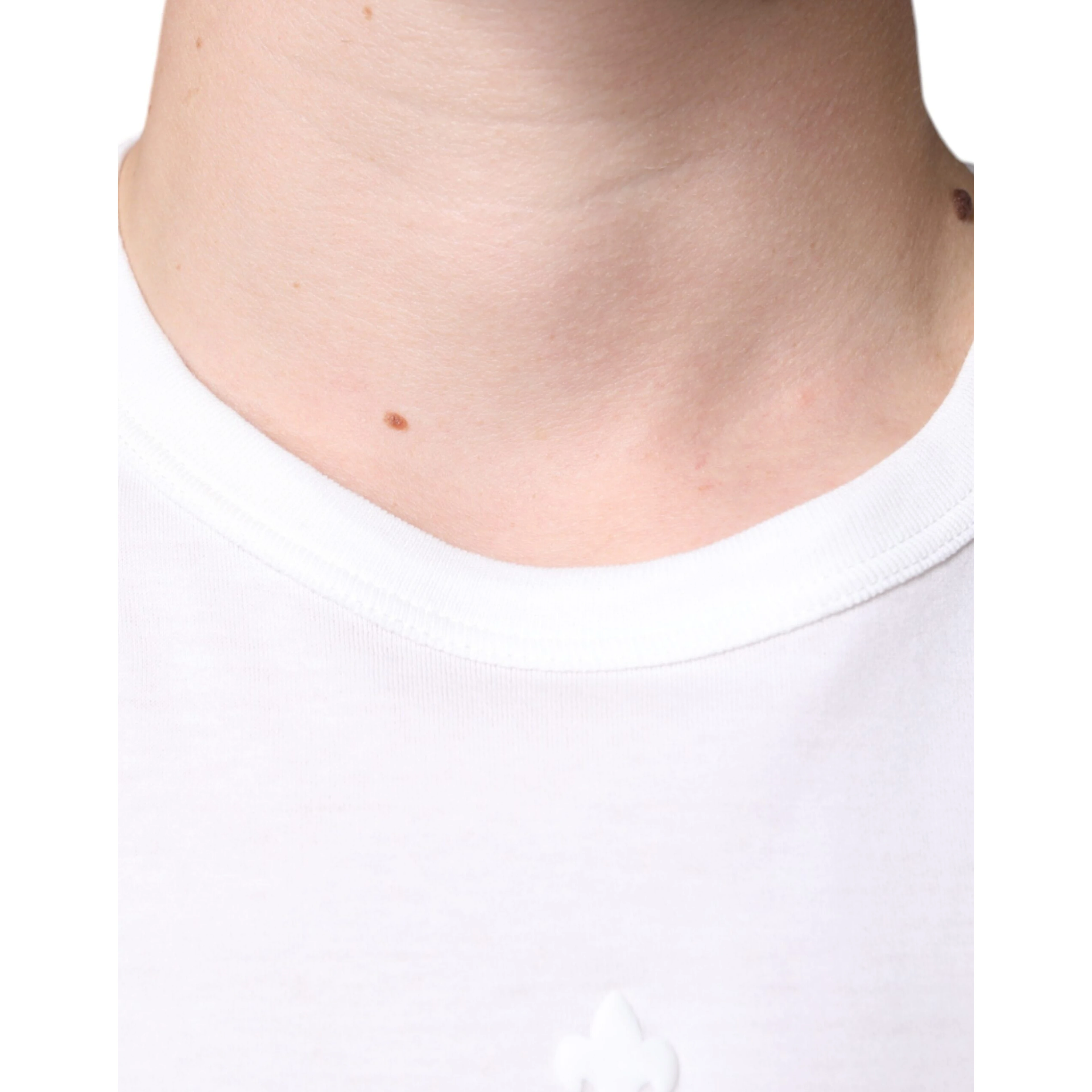 White Logo Embossed Cotton Crewneck T-shirt