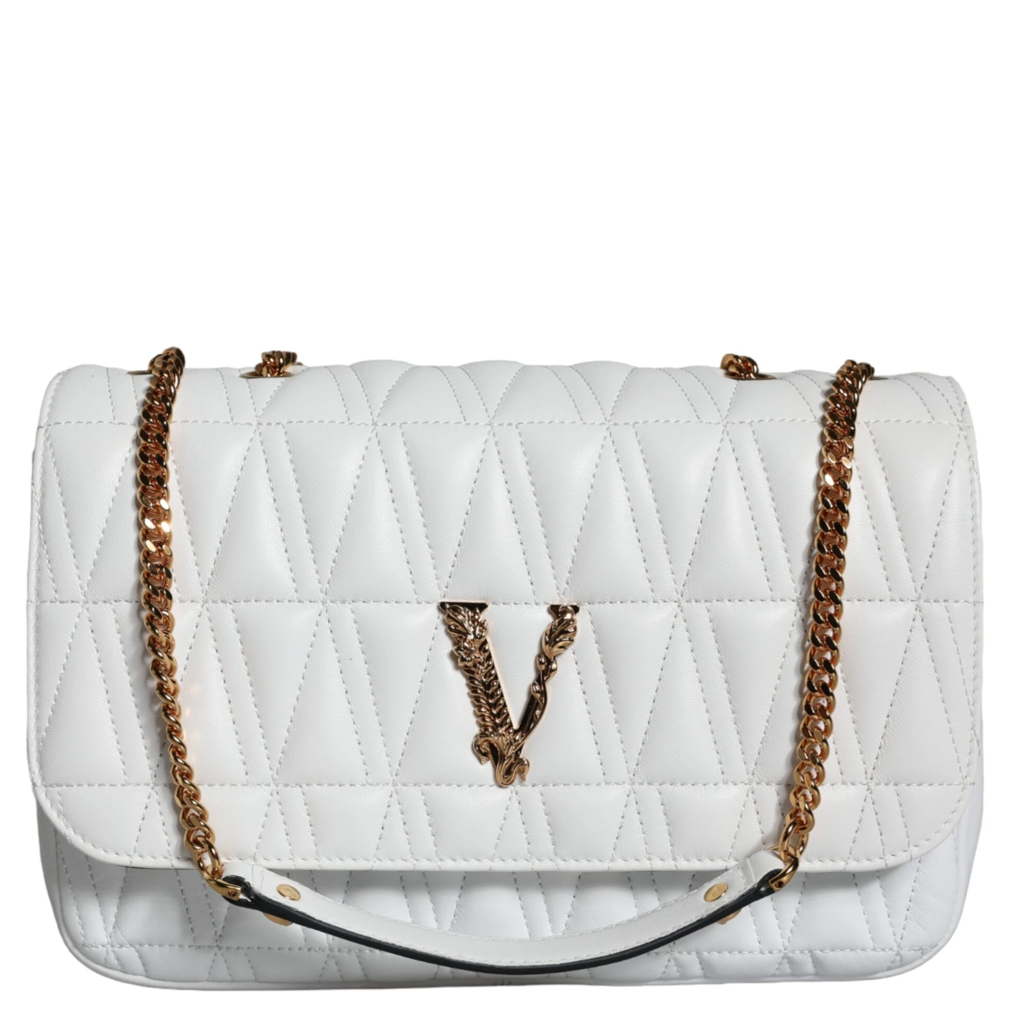 White Mini Nappa Leather Crossbody Shoulder Bag