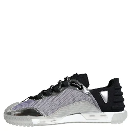 Silver Black Nylon NS1 Low Top Sneakers Shoes