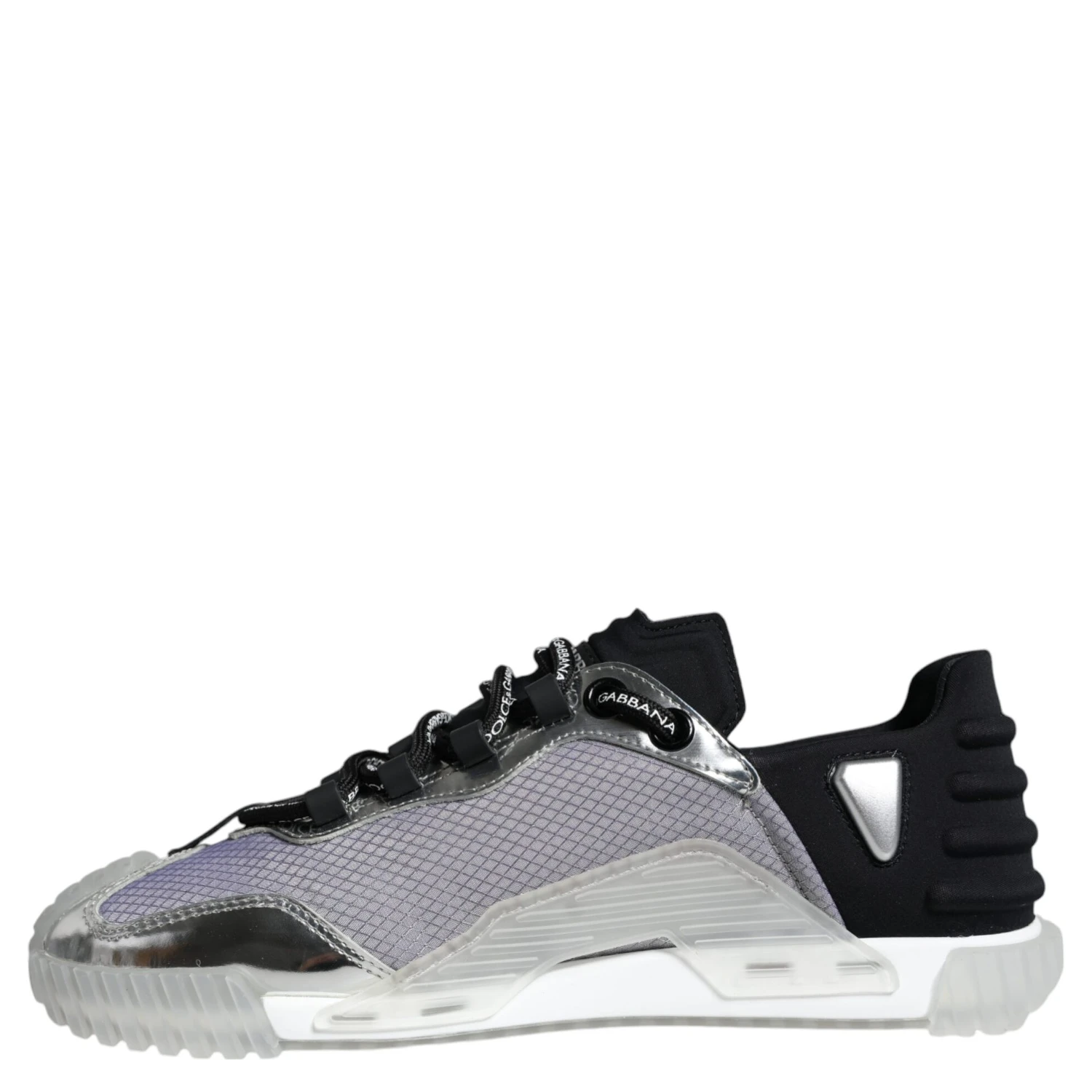 Silver Black Nylon NS1 Low Top Sneakers Shoes