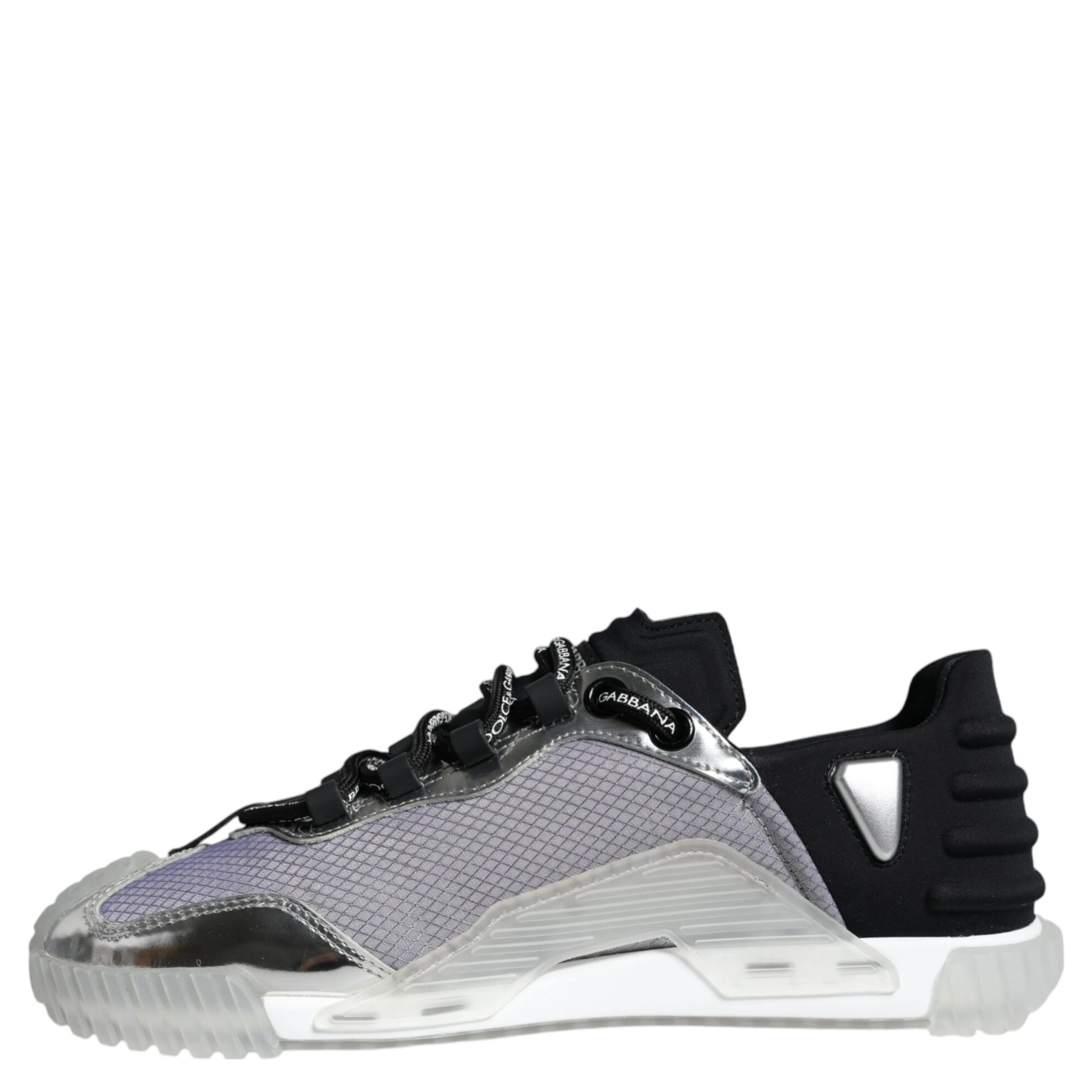 Silver Black Nylon NS1 Low Top Sneakers Shoes