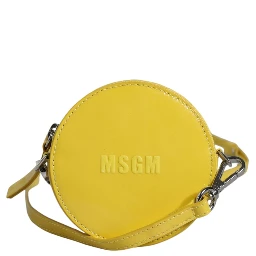 Yellow Leather Logo Crossbody Sling Shoulder Round Bag