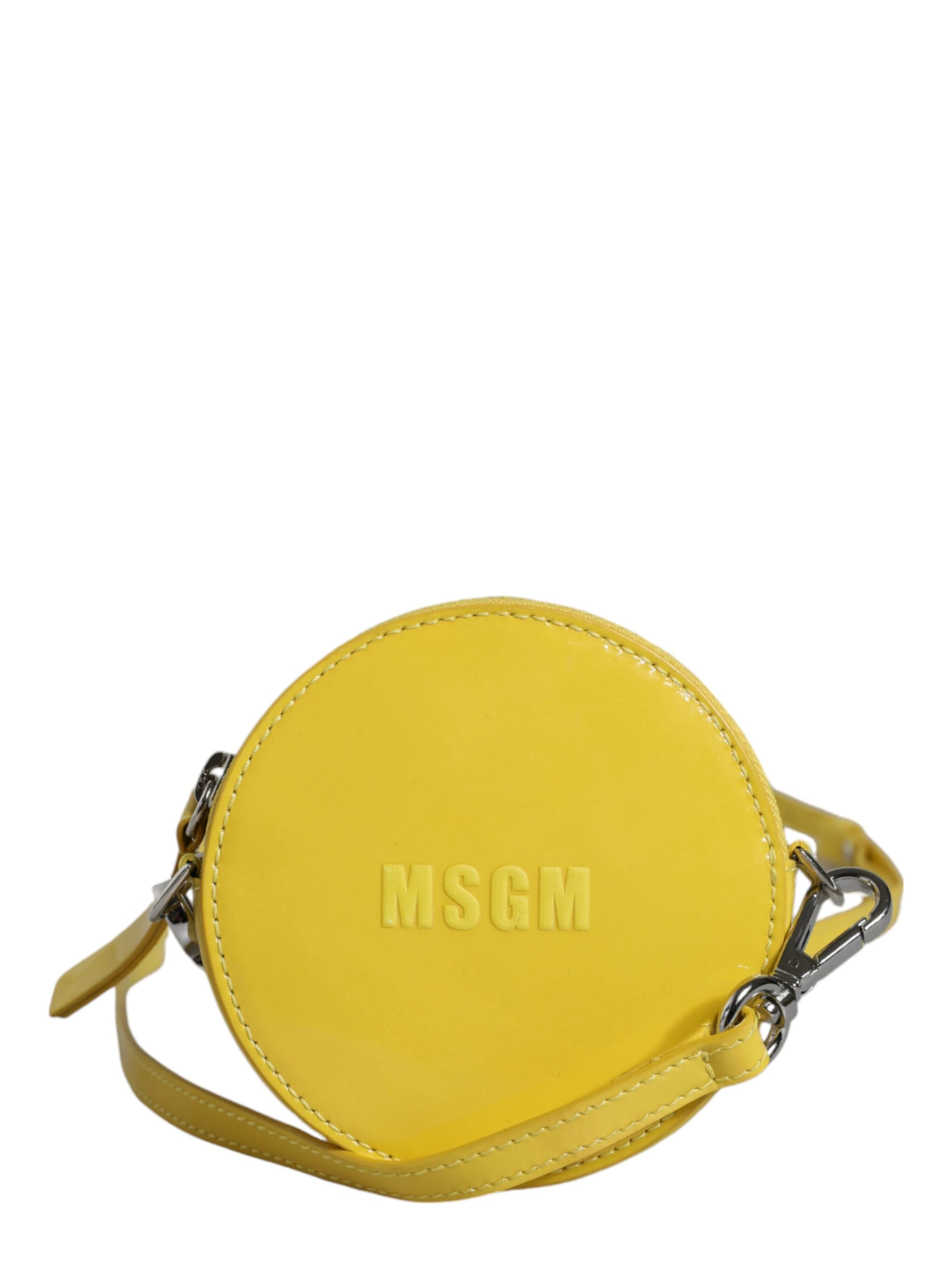 Yellow Leather Logo Crossbody Sling Shoulder Round Bag