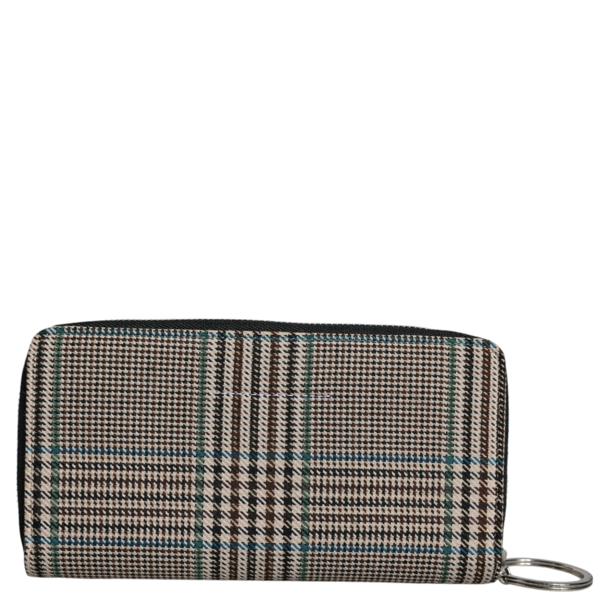 Multicolor Houndstooth Continental Zip Around Clutch Wallet