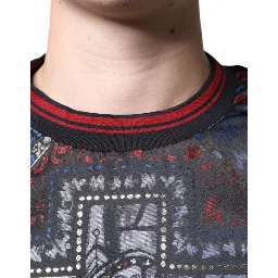 Multicolor Jacquard Crew Neck Sweatshirt Sweater