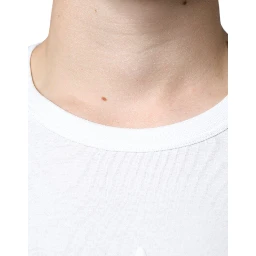 White Logo Embossed Cotton Crewneck T-shirt