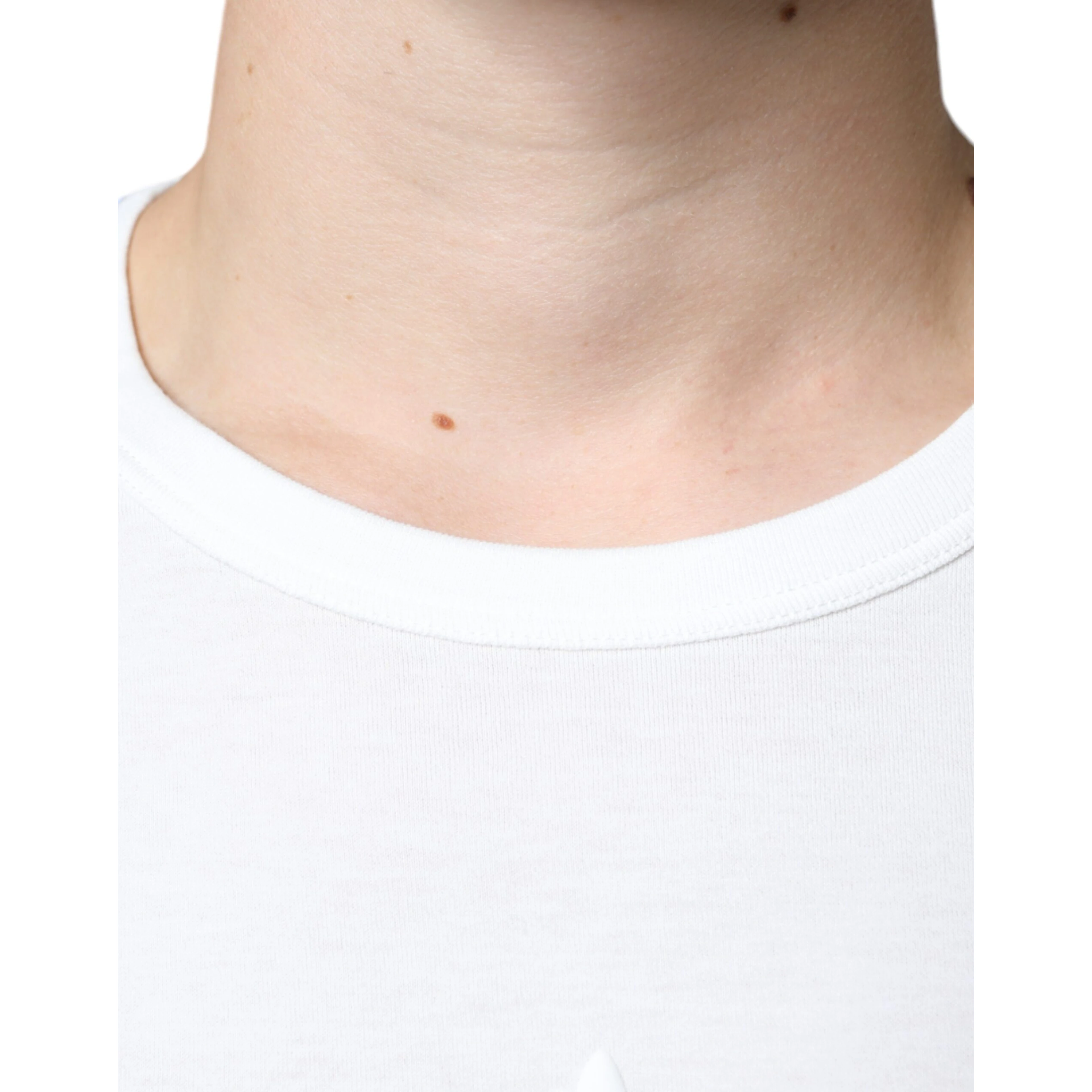 White Logo Embossed Cotton Crewneck T-shirt