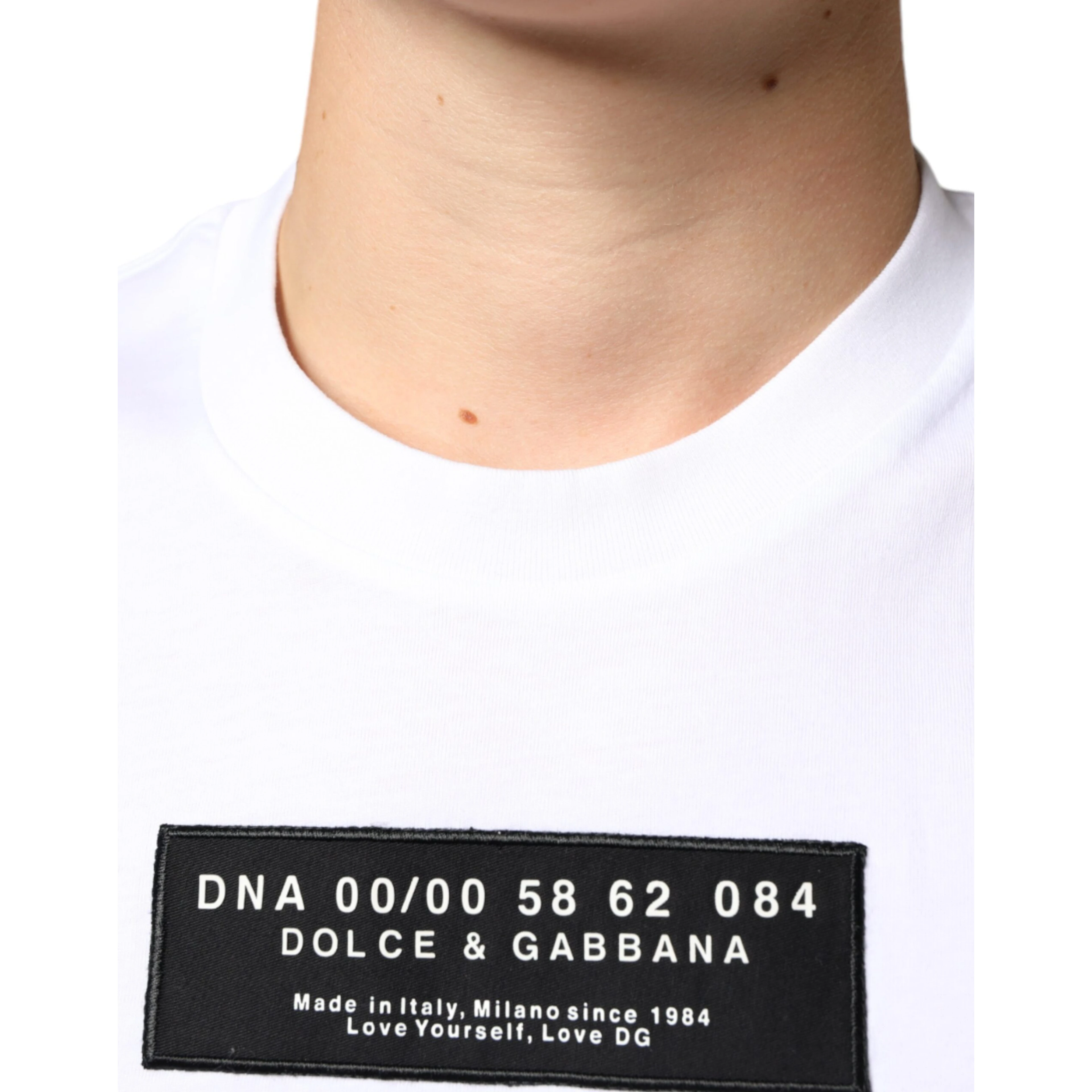 White Cotton DG Applique Casual T-shirt