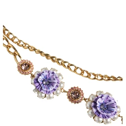Gold Tone Floral Crystals Embellished Layered Necklace
