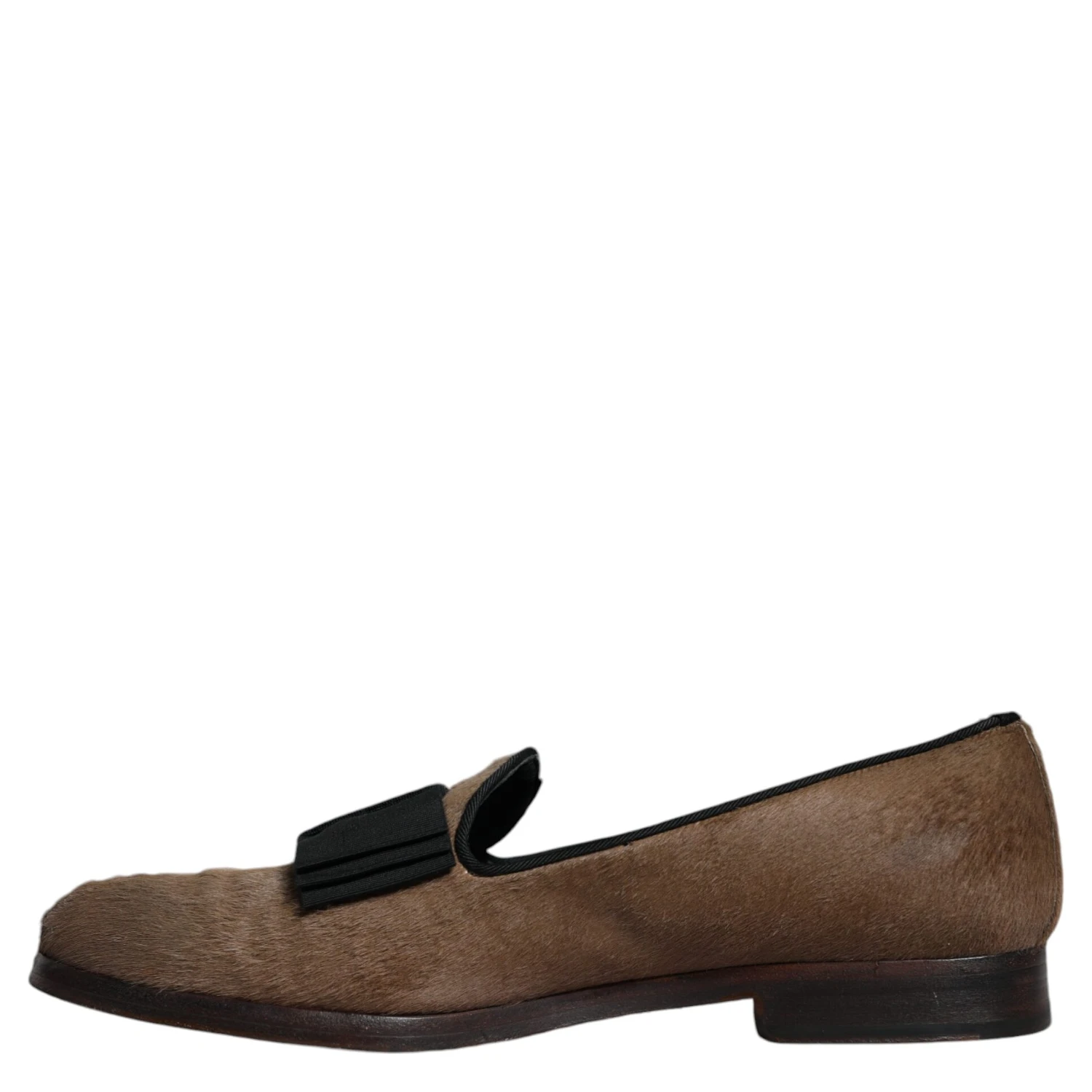 Brown Calf Hair Leather Loafers Formal Dress Shoes