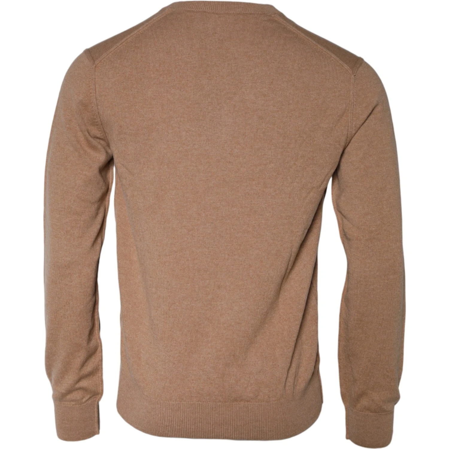 Brown Cashmere Knit V-neck Pullover Sweater