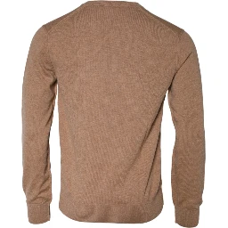 Brown Cashmere Knit V-neck Pullover Sweater