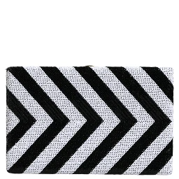 Black White Gold Frame Clutch Evening Party Purse Bag