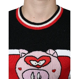 Black Cashmere Pig of the Year Pullover Sweater
