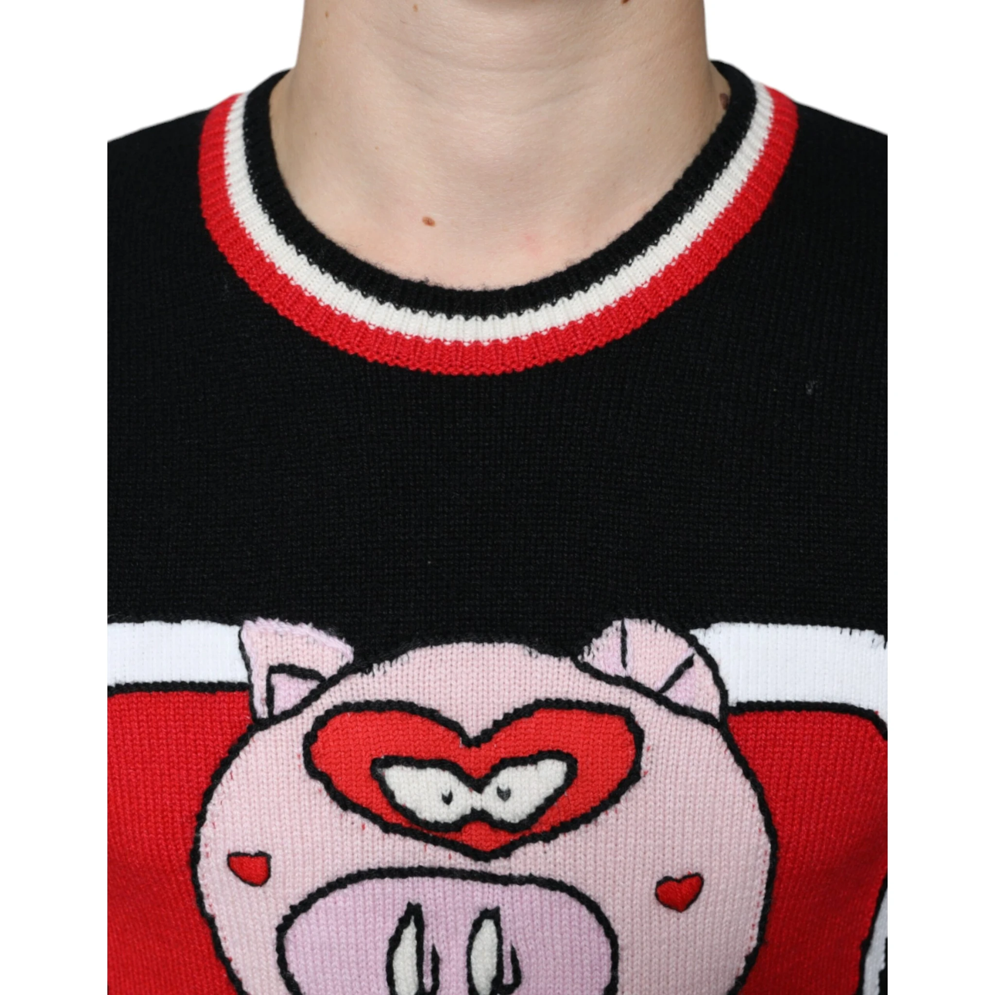 Black Cashmere Pig of the Year Pullover Sweater