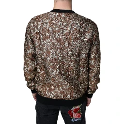 Brown Jacquard Mambo Pineapple Pullover Sweater