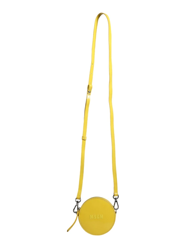 Yellow Leather Logo Crossbody Sling Shoulder Round Bag alternative